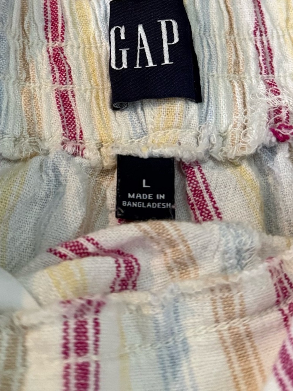 GAP White linen shorts Women's multicolored Striped Shorts - Picture 3 of 6